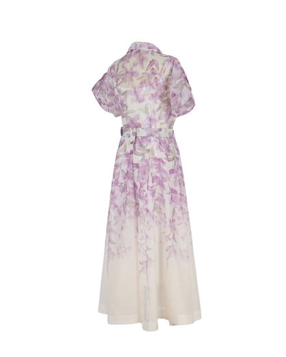 Violette Purple V Neck Shirt Midi Dress