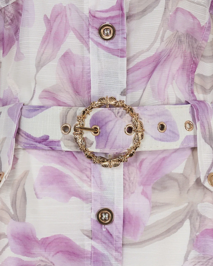 Violette Purple V Neck Shirt Midi Dress