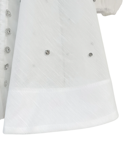 Colette White Embellished Button Mini Dress