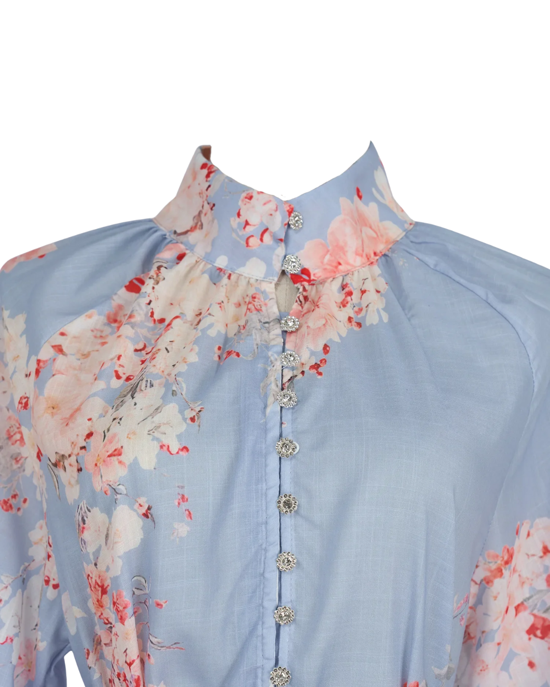 Liora Powder Blue Floral Belted Shirt Co-ord