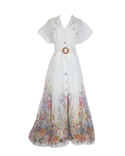 Violette White V Neck Shirt Midi Dress