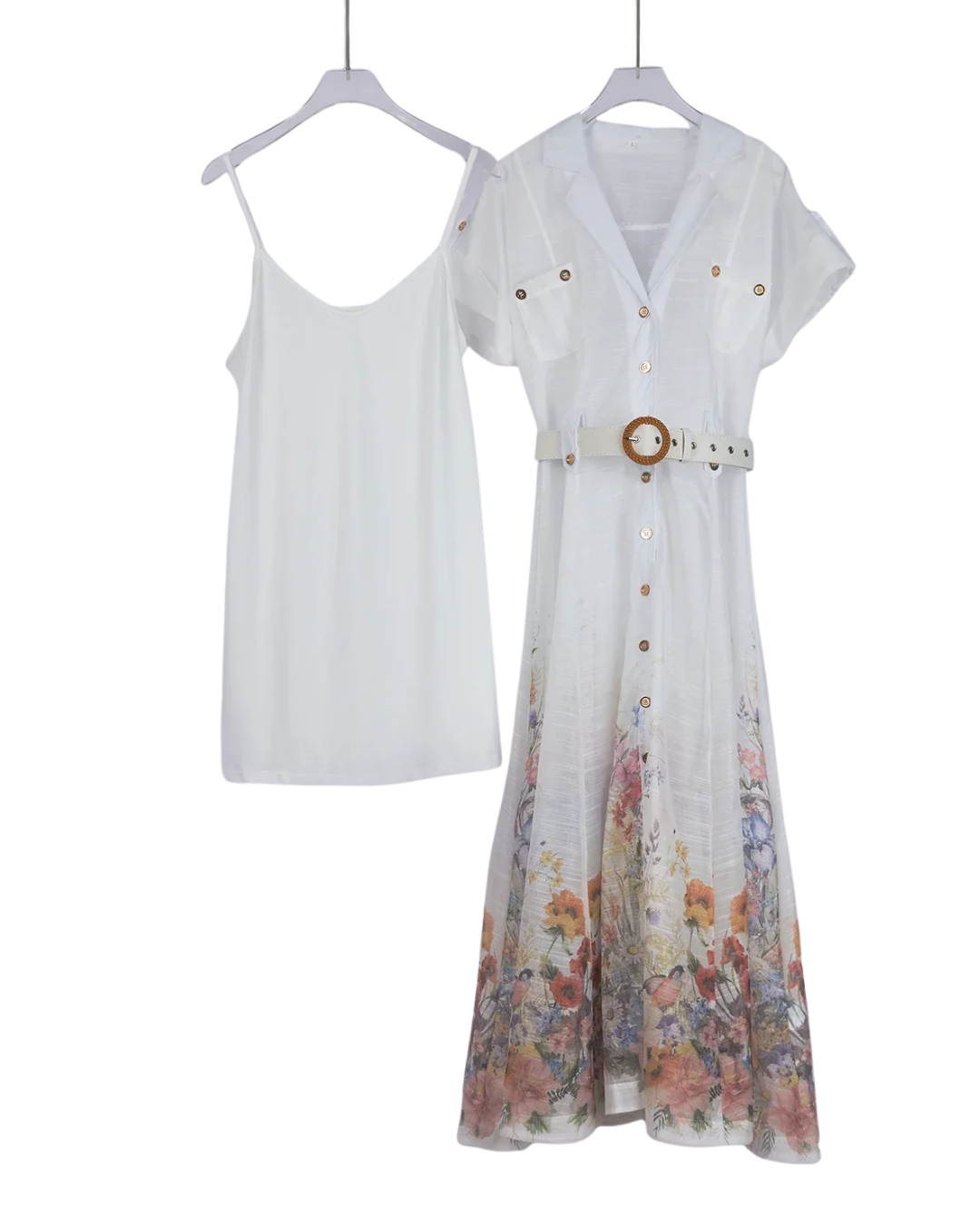 Violette White V Neck Shirt Midi Dress