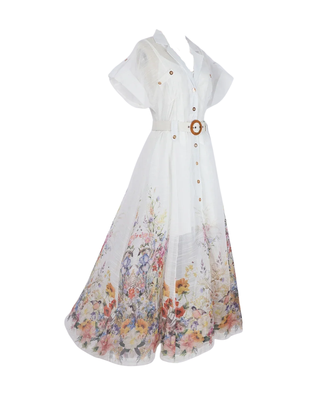 Violette White V Neck Shirt Midi Dress