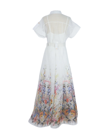 Violette White V Neck Shirt Midi Dress