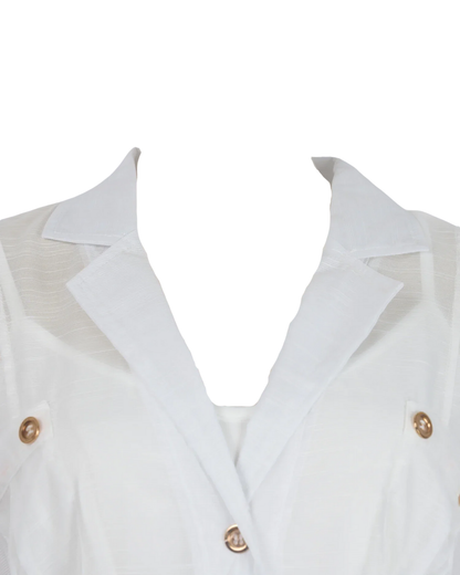 Violette White V Neck Shirt Midi Dress