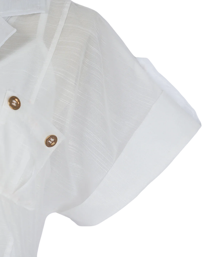 Violette White V Neck Shirt Midi Dress