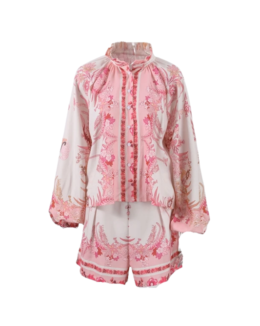 Solana Pink Paisley Shorts Co-ord