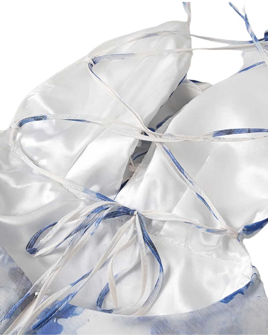 Élodie Blue Floral Frill Backless Mini Dress