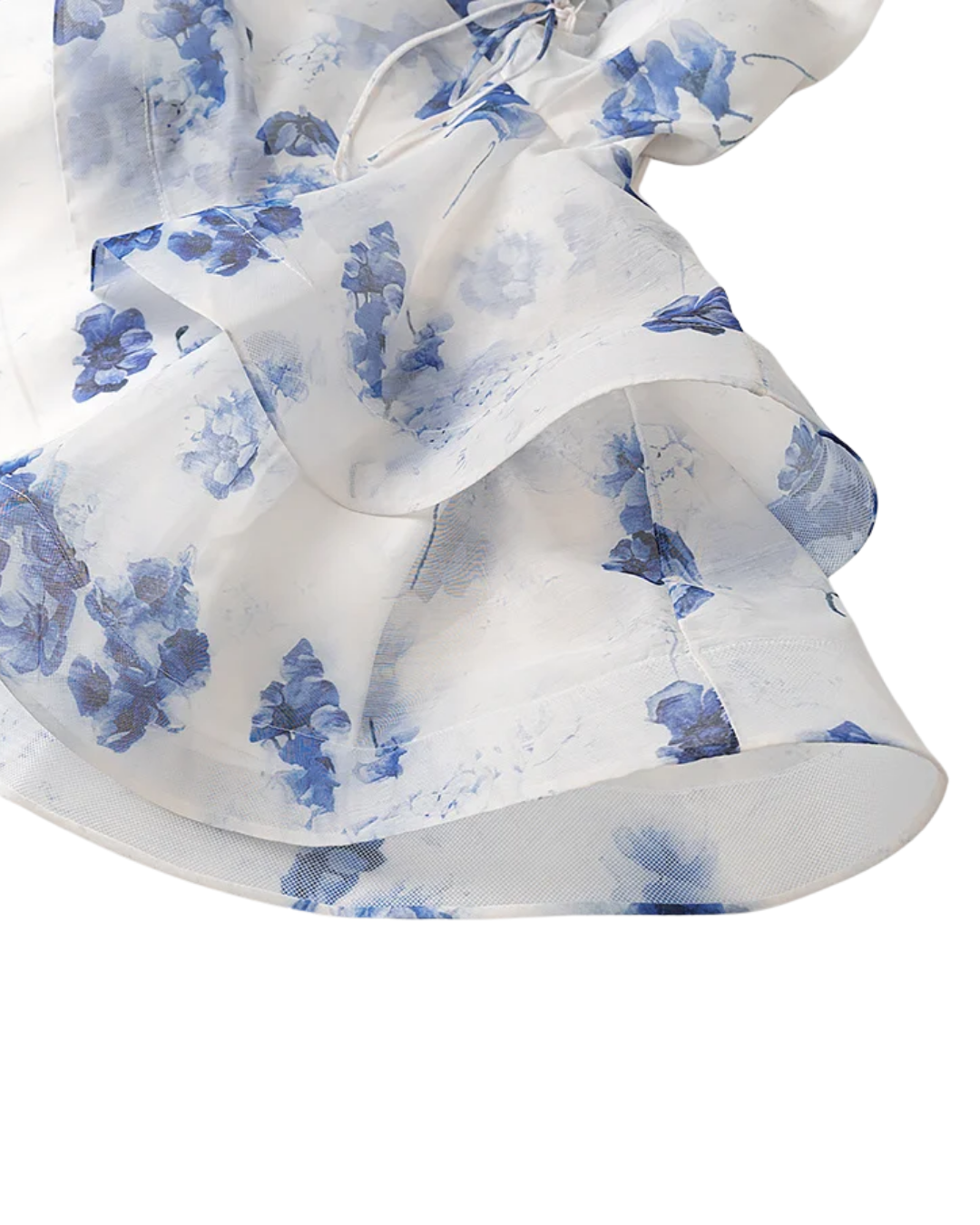 Élodie Blue Floral Frill Backless Mini Dress