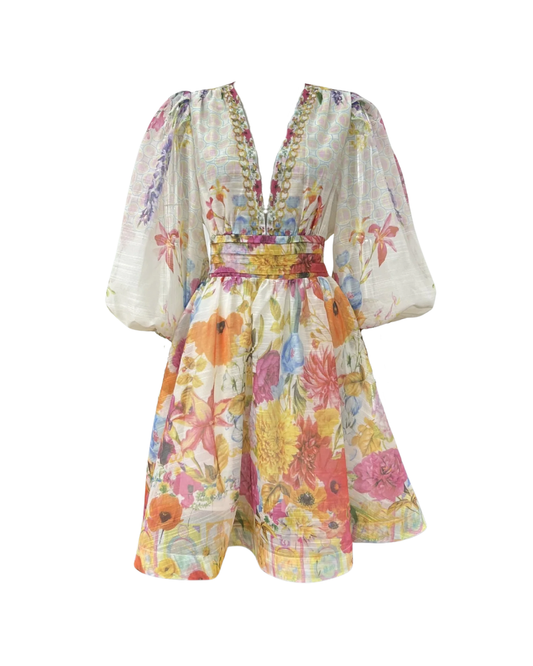 Aveline Floral V Neck Mini Dress