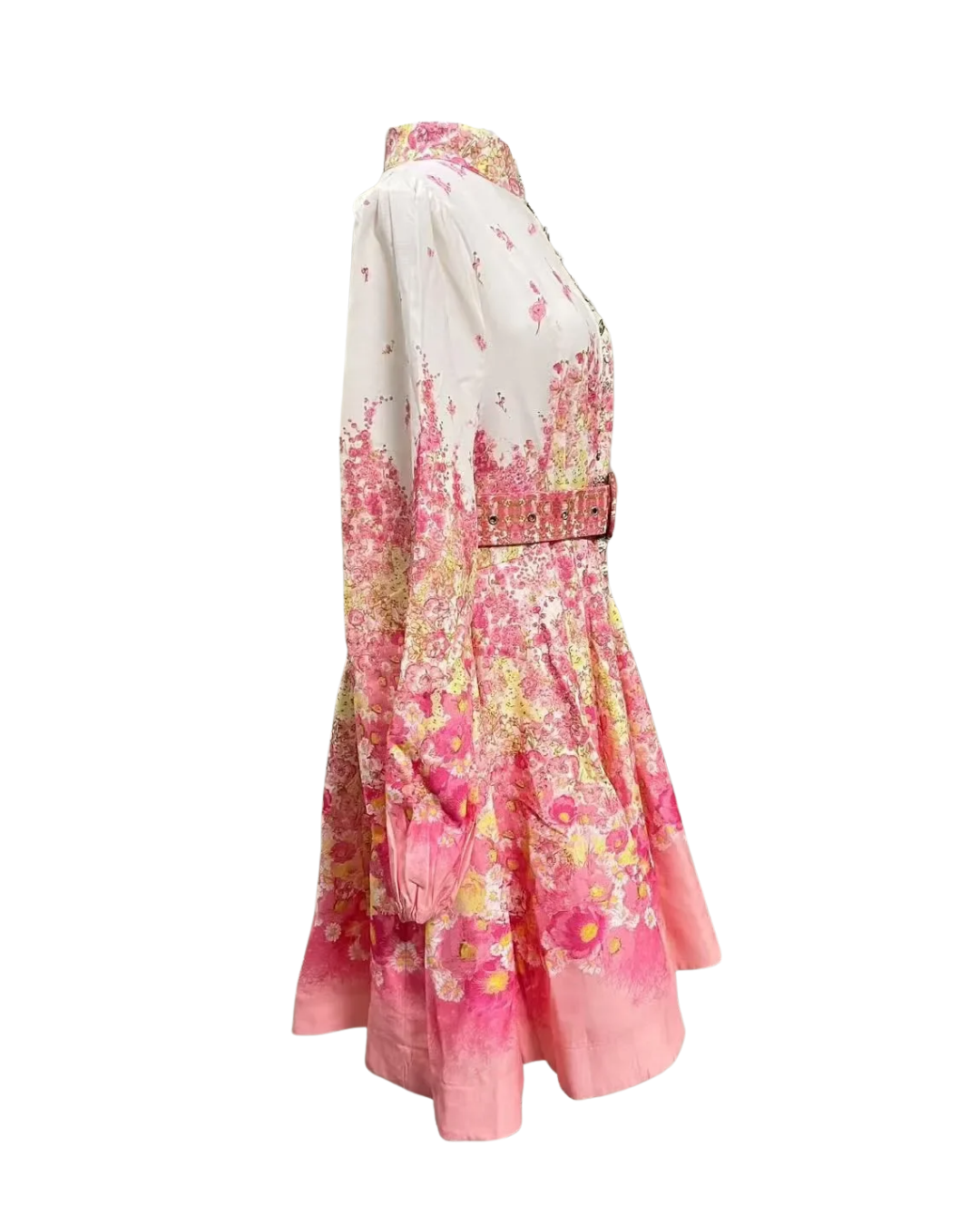 Isadora Pink Floral Jeweled Button Mini Dress
