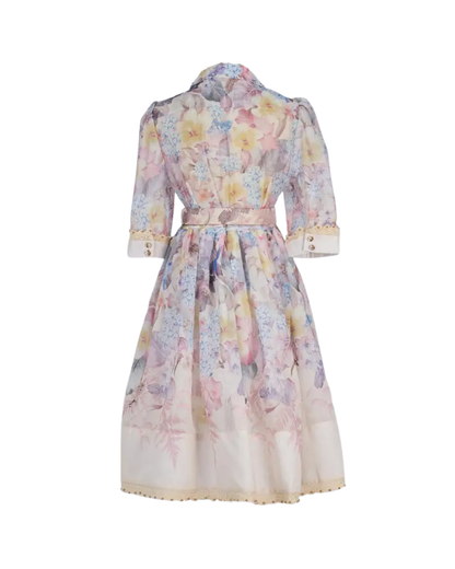 Seraphine Floral V Neck Shirt Midi Dress