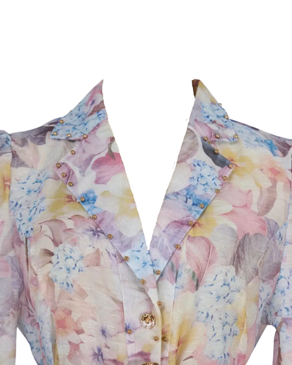 Seraphine Floral V Neck Shirt Midi Dress