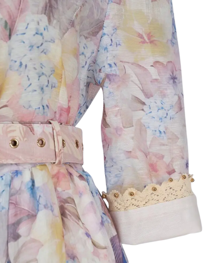 Seraphine Floral V Neck Shirt Midi Dress