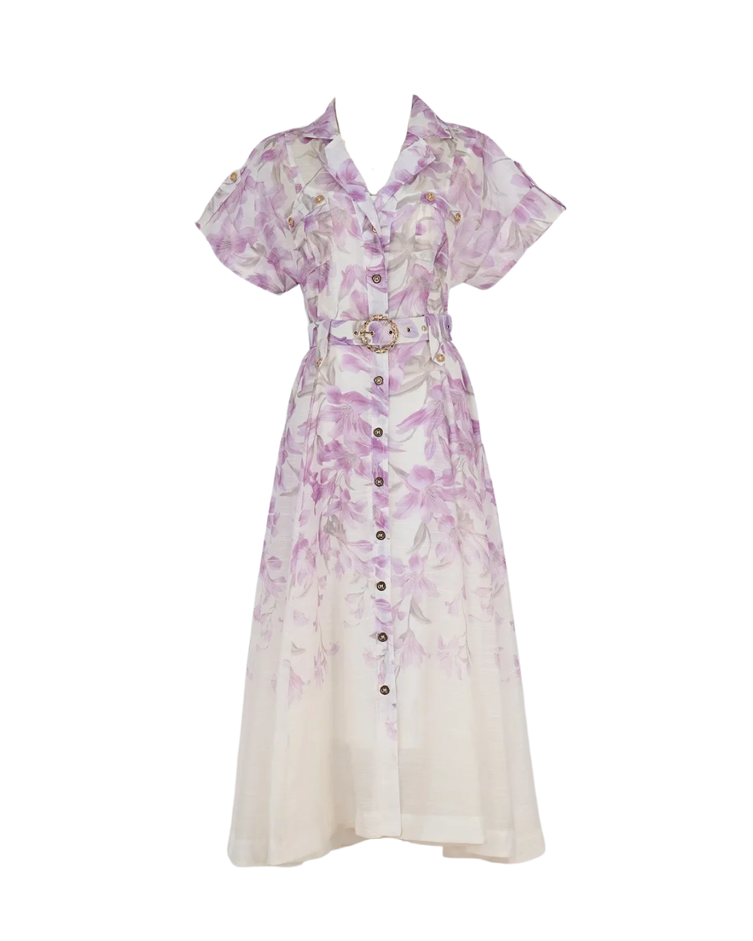 Violette Purple V Neck Shirt Midi Dress