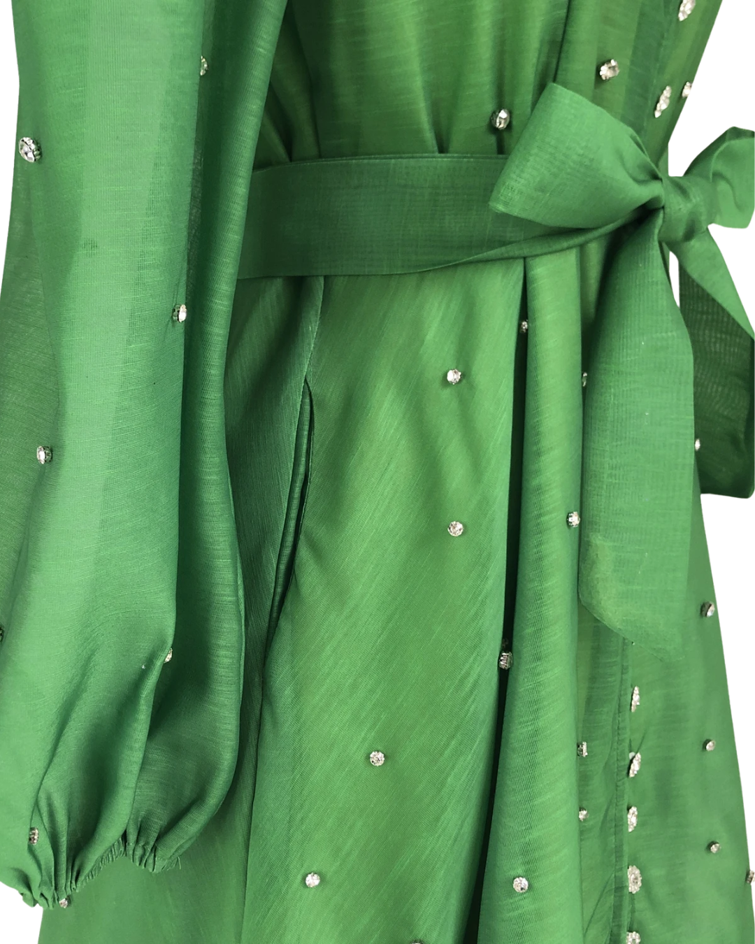 Colette Green Embellished Button Mini Dress