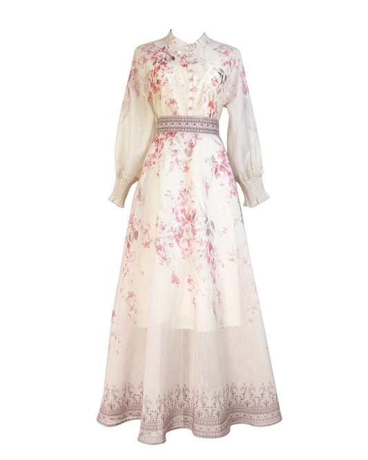 Eliora White Blossom Soft Floral Maxi Skirt Co-ord