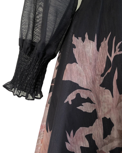 Eliora Black Blossom Soft Floral Maxi Skirt Co-ord