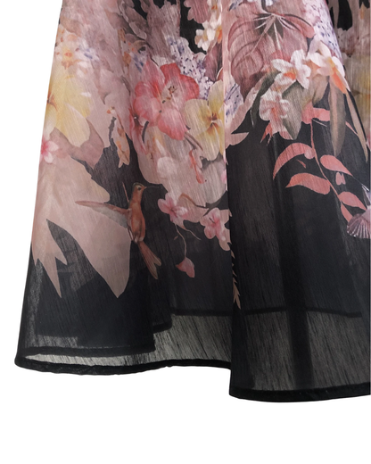 Eliora Black Blossom Soft Floral Maxi Skirt Co-ord