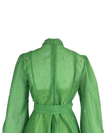 Colette Green Embellished Button Mini Dress