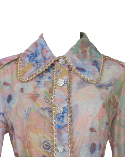 Liliane Pastel Floral Embroided Skirt Co-ord