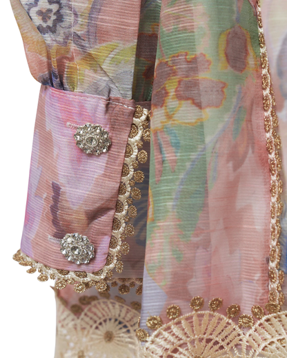 Liliane Pastel Floral Embroided Skirt Co-ord