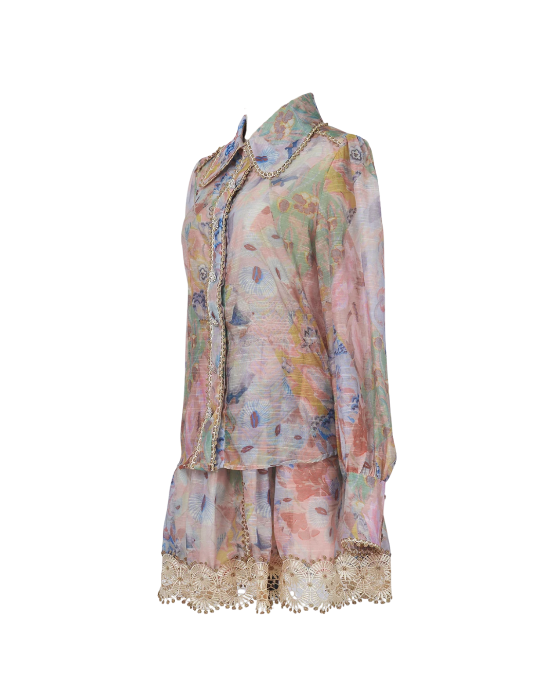 Liliane Pastel Floral Embroided Skirt Co-ord