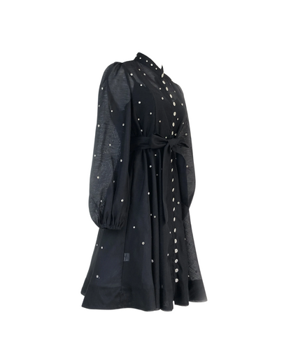 Colette Black Embellished Button Mini Dress