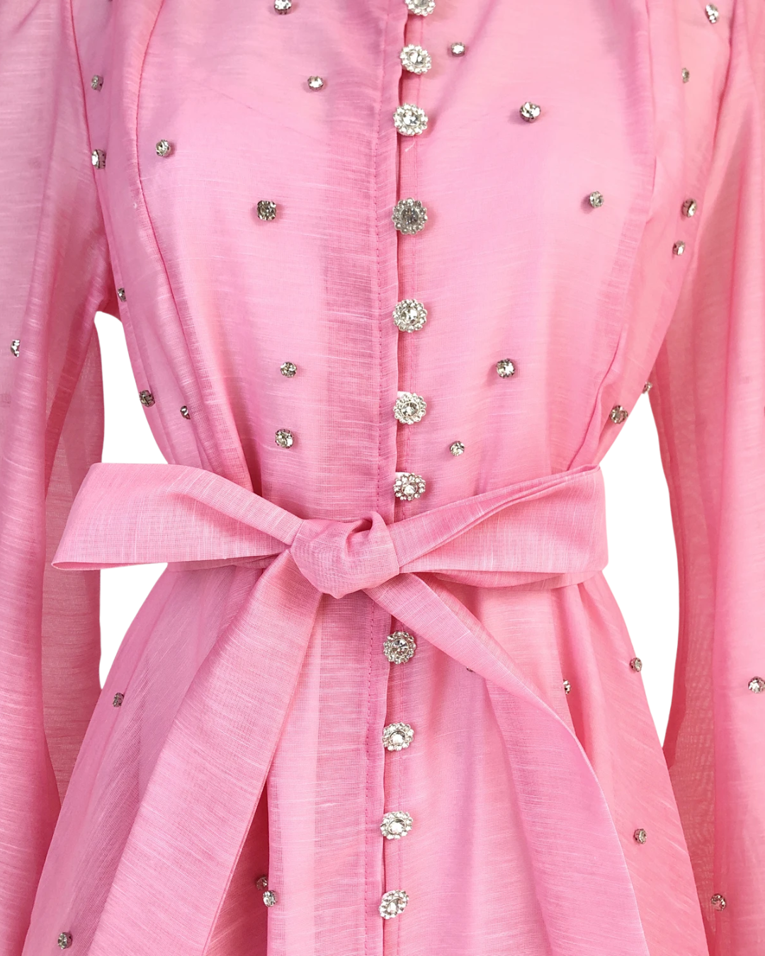 Colette Pink Embellished Button Mini Dress