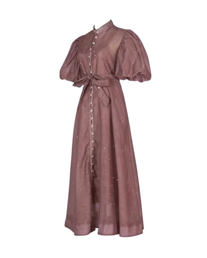Colette Plum Embellished Button Midaxi Dress