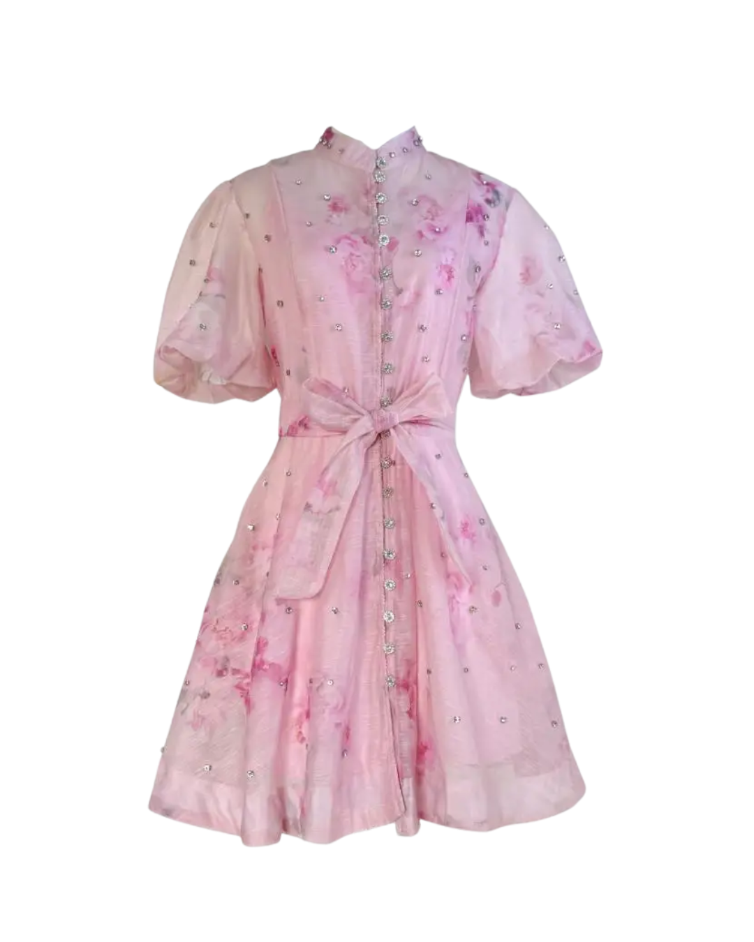 Colette Pink Floral Embellished Button Mini Dress