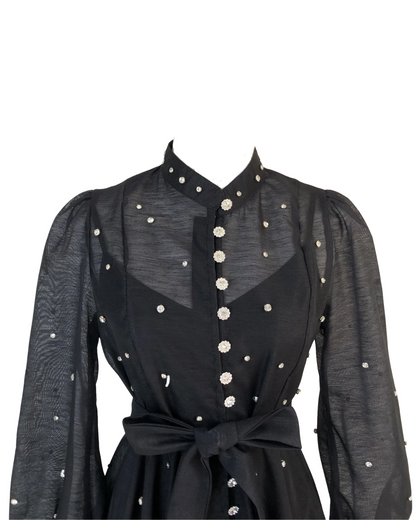 Colette Black Embellished Button Mini Dress