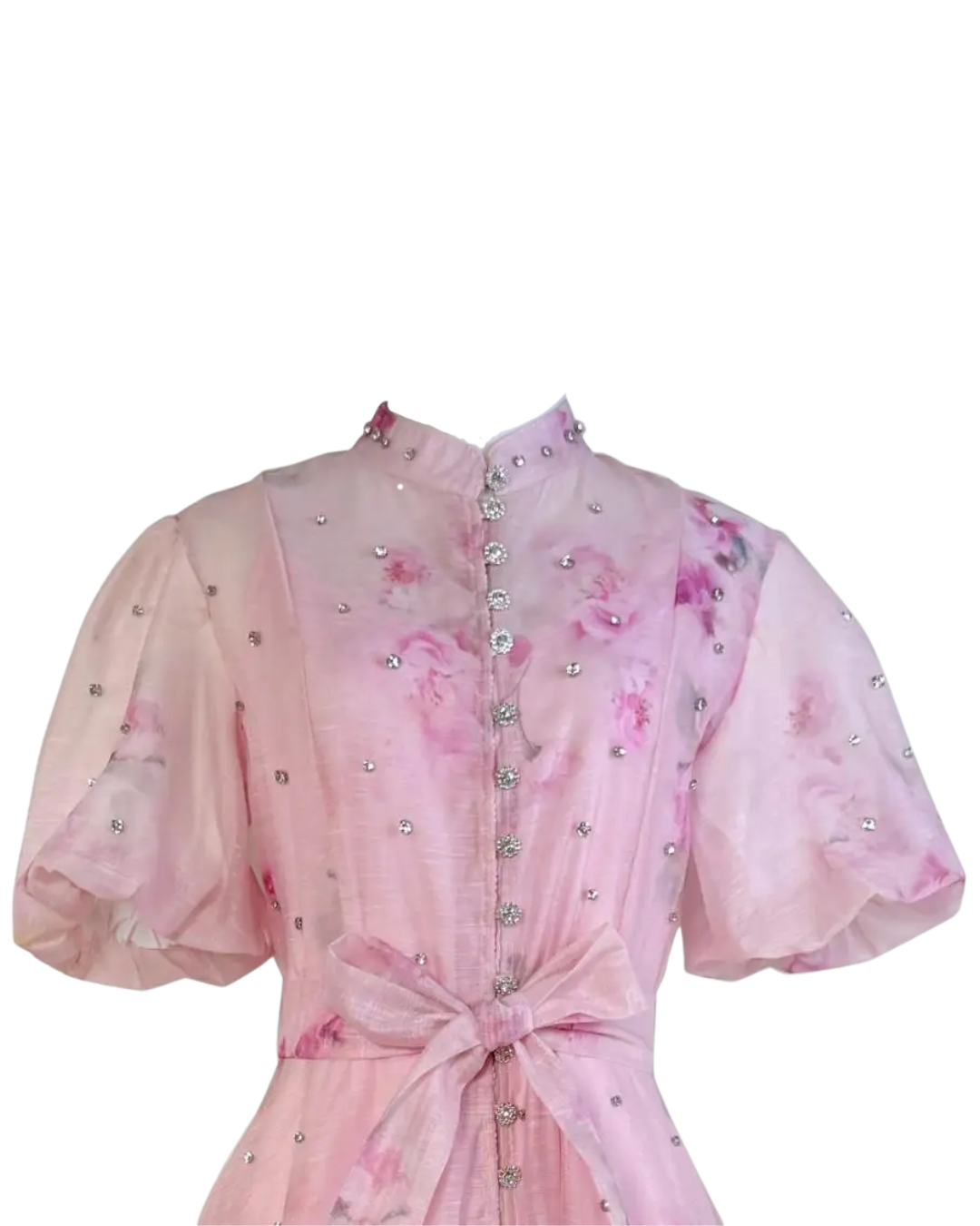 Colette Pink Floral Embellished Button Mini Dress
