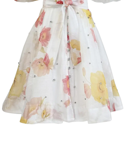 Colette White Floral Embellished Button Mini Dress