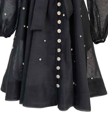 Colette Black Embellished Button Mini Dress