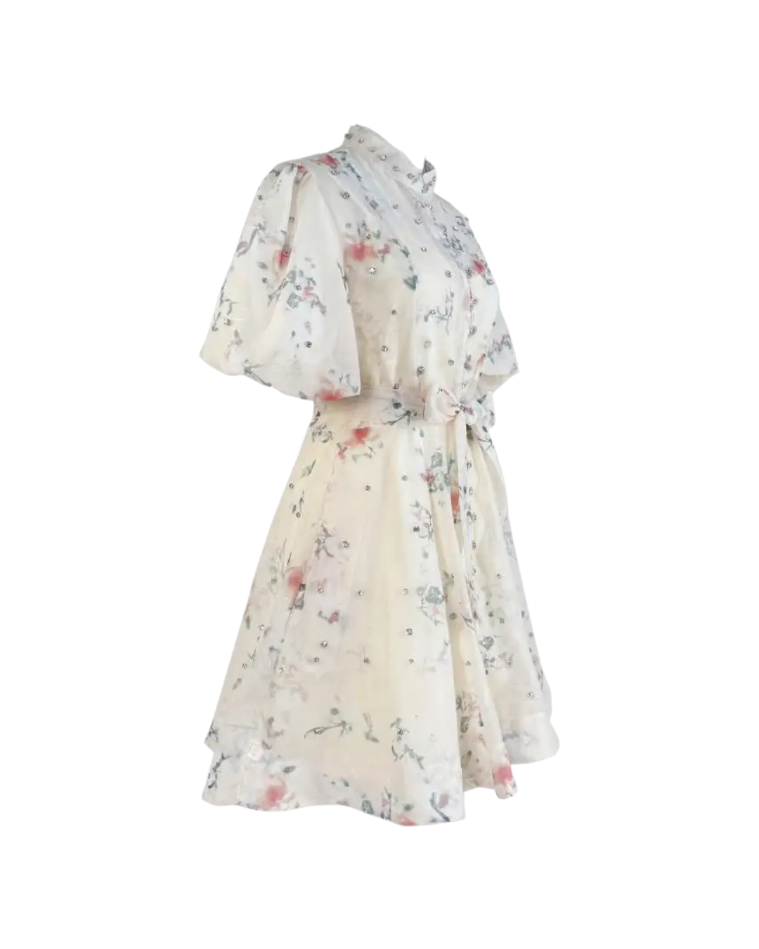 Colette White Floral Embellished Button Mini Dress