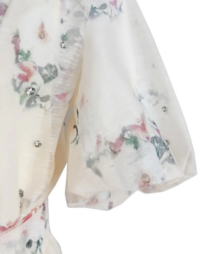 Colette White Floral Embellished Button Mini Dress