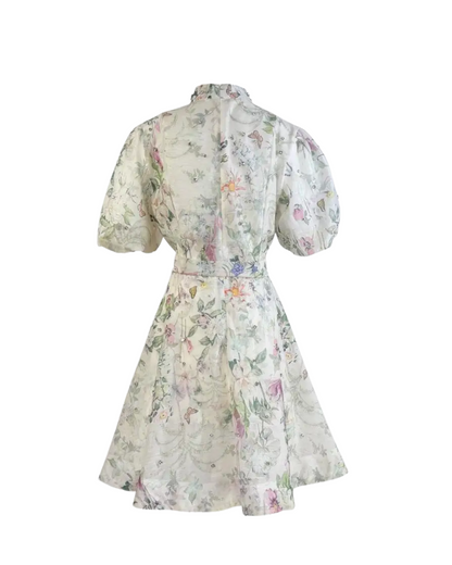 Colette White Floral Embellished Button Mini Dress
