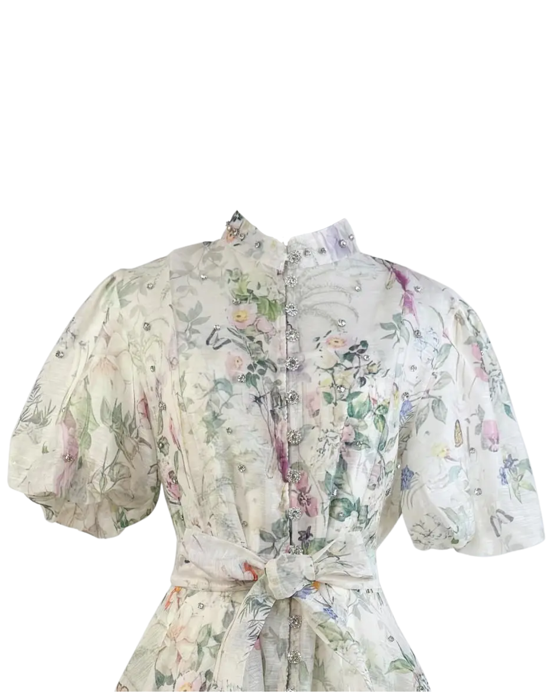 Colette White Floral Embellished Button Mini Dress